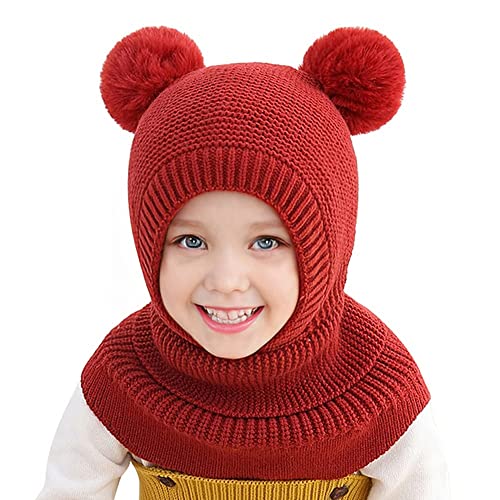 Rayson Kinder Wintermütze warme und niedliche Winter Fleece Mütze Kinder gestrickter Kapuzenschal Kopfbedeckung Sturmhaube von Rayson