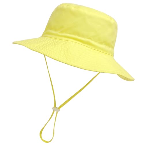 Rayson Sonnenhut Baby Kinderhut Fischerhut UV Schutz Hut mit Breiter Krempe Verstellbarer Kinder Sommer Mütze Mädchen Jungen(Gelb) von Rayson