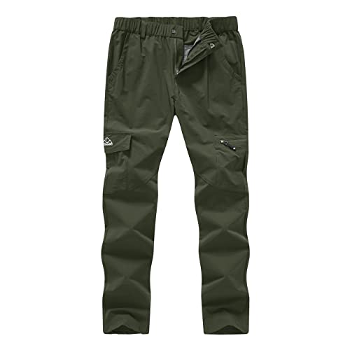 Rdruko Arbeitshose für Damen, Outdoor-Wanderhose, leicht, schnell trocknend, Cargohose, wasserabweisend, Camping, Trekking, Reisen, armee-grün, L von Rdruko