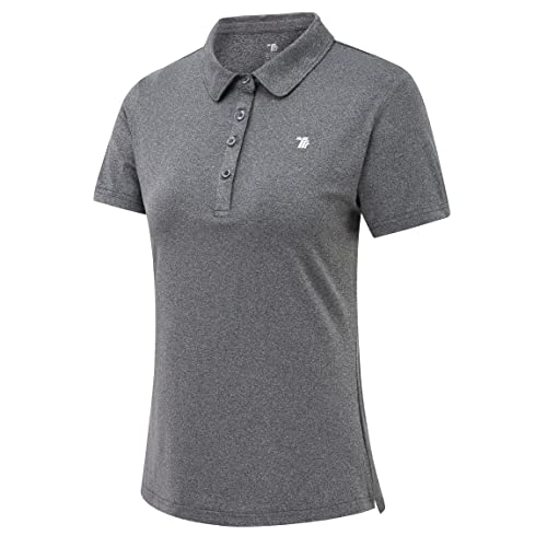 Rdruko Atmungsaktives Tennis-Golf-Poloshirt für Damen, schnell trocknend, Sommer, Kurzarm, lässiges Sport-Top, dunkelgrau, Large von Rdruko