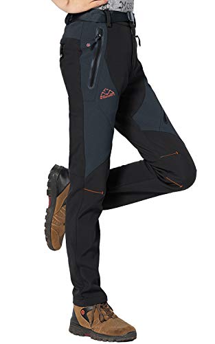 Rdruko Damen-Schneehose, wasserdicht, mit Fleece gefüttert, für Wandern, Ski, Snowboard, isolierte Hose (schwarz, US M) von Rdruko