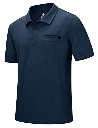 Rdruko Herren Golf Poloshirts Kurzarm Dry Fit Kragen Shirts mit Tasche Tennis Arbeit Casual von Rdruko
