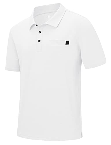 Rdruko Herren Golf Poloshirts Kurzarm Dry Fit Kragen Shirts mit Tasche Tennis Arbeit Casual von Rdruko