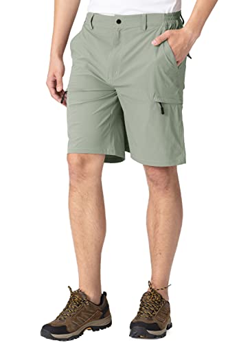 Rdruko Herren-Outdoor-Wandershorts, schnelltrocknend, leicht, dehnbar, mit Reißverschlusstaschen für Klettern, Reisen, Hellgrün, 42 von Rdruko