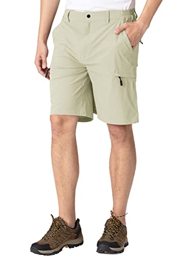 Rdruko Herren Quick Dry Wandershorts Elastische Taille Cargo Shorts Leichte Outdoor Angeln Klettern Shorts Mehrere Taschen, beige, 42 von Rdruko