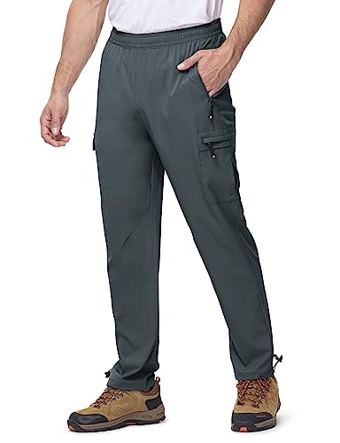 Rdruko Herren-Wanderhose, schnelltrocknend, leicht, wasserabweisend, Stretchhose mit 5 Taschen, Kordelzug, Kaltgrau, Groß von Rdruko