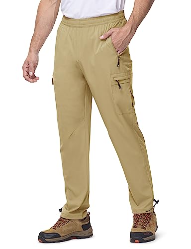 Rdruko Herren-Wanderhose, schnelltrocknend, leicht, wasserabweisend, Stretchhose mit 5 Taschen, Kordelzug, Khaki, Groß von Rdruko