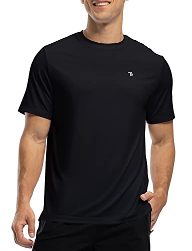 Rdruko Herren Workout-Shirt, trockene Passform, kurzärmelig, UPF 50+, Wandern, Laufen, athletisches Fitness-T-Shirt, Schwarz, 3X-Groß von Rdruko