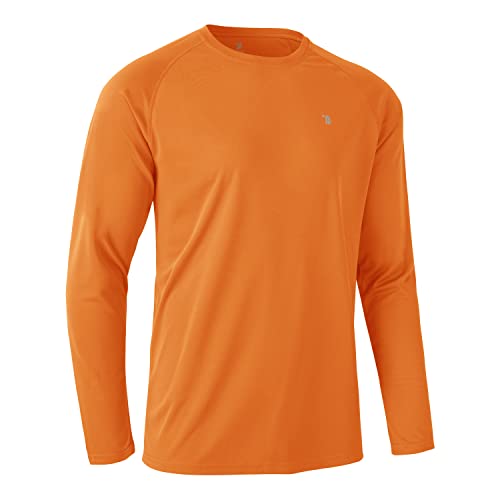 Rdruko Herren schnelltrocknendes Langarm-Top, atmungsaktiv, Laufen, Sport, Fitnessstudio, UV-Schutz, Wandern, Angeln, Orange, XXL von Rdruko