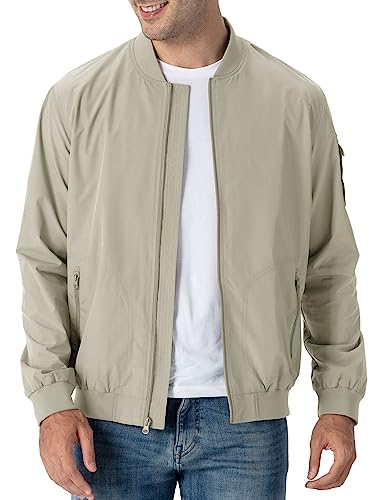 Rdruko Leichte Herren-Bomberjacke, lässig, modisch, Flug, Windbreaker, leichte Jacke, 01 Helles Khaki, XL von Rdruko