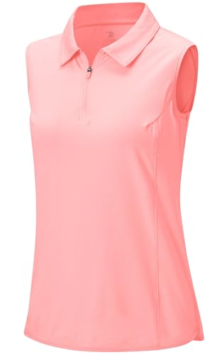 Rdruko Sportshirt Damen Ärmellos Tennis Poloshirt mit 1/4 Reißverschluss Sport Top Atmungsaktiv Polohemd Schnelltrocknendes für Laufen Workout und Alltag - Fluoreszierendes Rosa XXL Rdruko Sportshirt Damen Ärmellos Tennis Poloshirt mit 1/4 Reißverschluss Sport Top Atmungsaktiv Polohemd Schnelltrocknendes für Laufen Workout und Alltag - Fluoreszierendes Rosa XXL von Rdruko