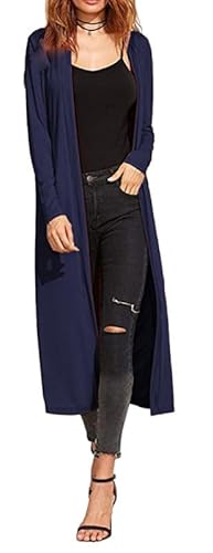 Re Tech UK Cardigan Damen - Maxi-Plus-Größe - Cardigan Damen Lang mit Kragen und Langen Ärmeln - Strickjacke Damen Lang mit Fließender Passform - Größen - Dunkelblau - 40-42 von Re Tech UK