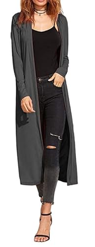 Re Tech UK - Damen Cardigan - Maxi-Länge - mit Kragen und Langen Ärmeln - lockere Passform - Dunkelgrau - 52-54 (Herstellergröße 6XL/7XL) von Re Tech UK