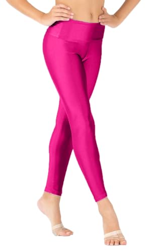 Re Tech UK Kinder Mädchen Hohe Taille Gymnastik Tanz Leggings Neon Fußlos Ballett Stretch Elastische Kinder Lycra Strumpfhose, hot pink, 3-4 Jahre von Re Tech UK