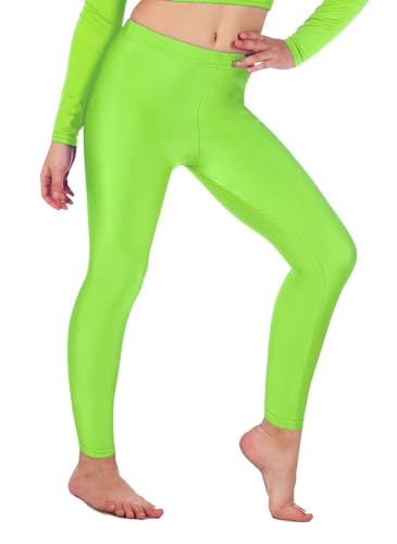 Re Tech UK - Mädchen Leggings - für Gymnastik, Tanzen & Ballett - glänzend - elastisch - Neongrün - 5-6 Jahre von Re Tech UK