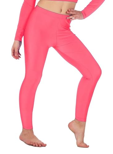 Re Tech UK - Mädchen Leggings - für Gymnastik, Tanzen & Ballett - glänzend - elastisch - Neonpink - 11-12 Jahre von Re Tech UK