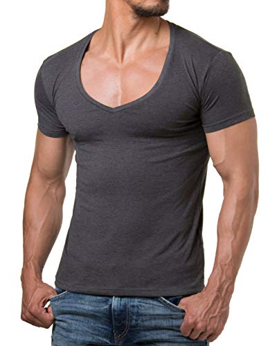 ReRock RR-1315 für Young & Rich 1315 Herren T-Shirt mit tiefem V Ausschnitt einfarbig Fitness T-Shirt - Anthracite L ReRock RR-1315 für Young & Rich 1315 Herren T-Shirt mit tiefem V Ausschnitt einfarbig Fitness T-Shirt - Anthracite L von ReRock