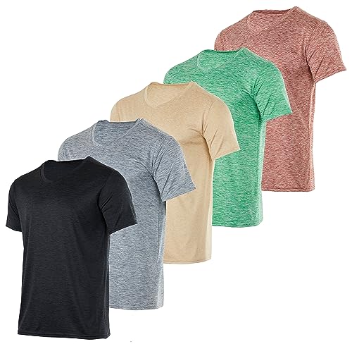 Real Essentials 5er-Pack: Herren-T-Shirt, V-Ausschnitt, Dry-Fit, feuchtigkeitsableitend, Active Athletic Tech Performance, 12 Stück, XL von Real Essentials