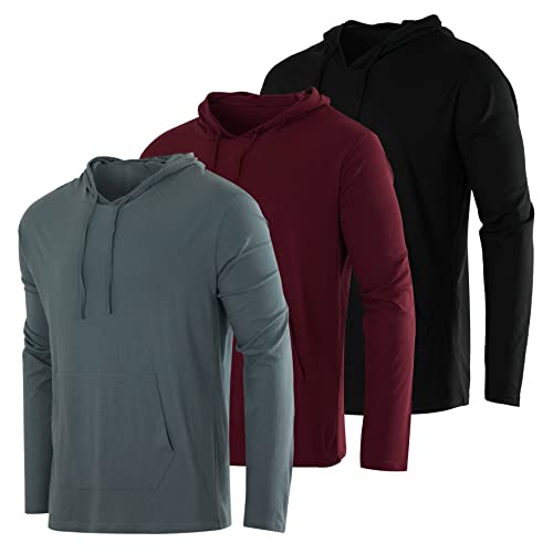 Real Essentials 3er-Pack: Herren Baumwolle Leichter Casual Pullover Kordelzug Hoodie mit Tasche, Set 3, 5X von Real Essentials