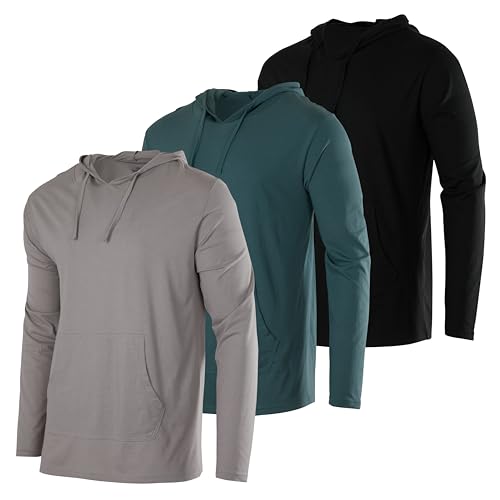 Real Essentials 3er-Pack: leichter Herren-Pullover aus Baumwolle mit Kordelzug und Tasche (erhältlich in groß und groß), Set 11, 3XL von Real Essentials