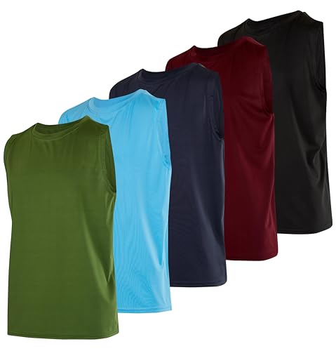 Real Essentials 5er Pack: Dry-Fit Active Athletic Performance Tanktop für Jungen, Set 5, M von Real Essentials