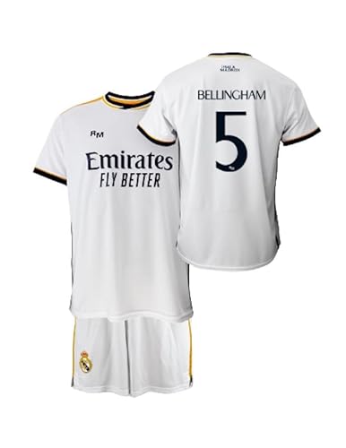 Real Madrid Set für Kinder, T-Shirt und Hose, Erstausstattung der Saison 2023-2024, Vini JR. 7, offizielle Replik mit offizieller Lizenz - Kind, weiß, 6 Jahre von Real Madrid