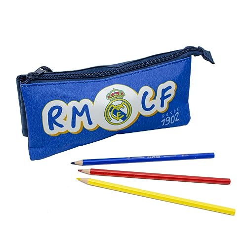 Real Madrid Portadoto 3 Fächer Schulmäppchen Kinder Schule RM seit 1902 Blau Offizielles Produkt, blau, Schultaschen von Real Madrid