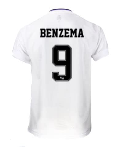 Real Madrid T-Shirt Benzema 9 Erste Trikot Saison 2022/2023 - Erwachsene - Offizielle lizenzierte Replik, Blanca, S von Real Madrid