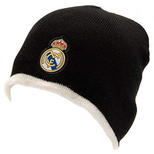 Real Madrid FC Unisex Wende-Strickmütze (Einheitsgröße) (Schwarz/Weiß) von Real Madrid