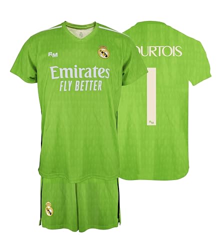 Real Madrid 1 Courtois Set aus Trikot und Torwarthose – offizielle Replik mit Lizenz – Kinder, grün, 6 von Real Madrid