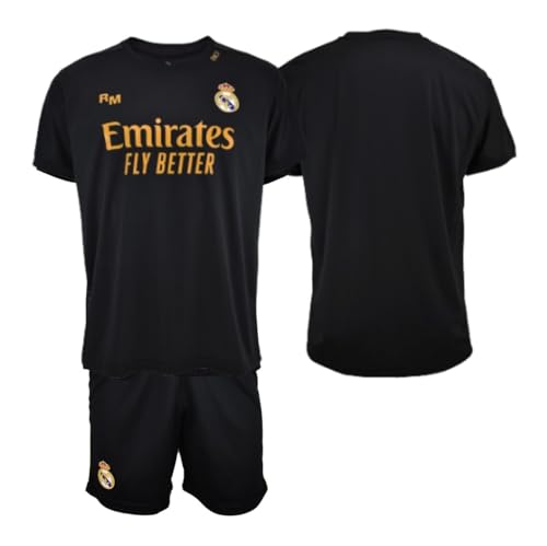 Real Madrid Set für Kinder, T-Shirt und Hose, 3. Mannschaft der Saison 2023-2024, offizielle Nachbildung mit offizieller Lizenz – Kind, Schwarz , 8 Jahre von Real Madrid