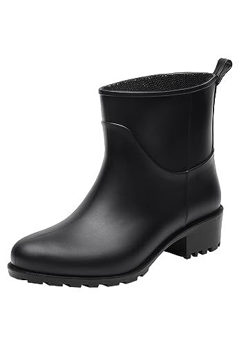 Realpaks Damen Knöchel PVC wasserdichte Outdoor-Gummistiefel für Gartenarbeitsschuhe BG 5/2 bk_37 von Realpaks