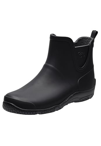 Realpaks Damen Knöchel PVC wasserdichte Outdoor-Gummistiefel für Gartenarbeitsschuhe BG 8/2, Schwarz, 39 von Realpaks