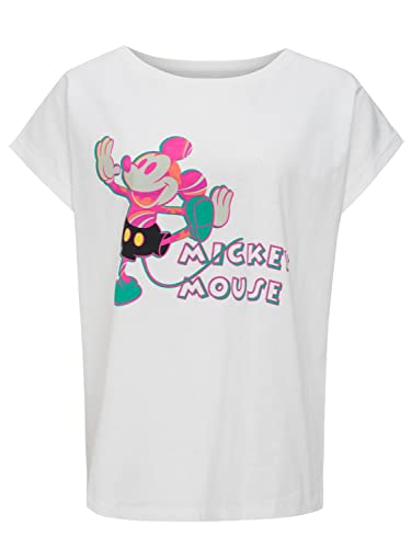 Recovered Disney Mickey Mouse Colourful Pose Ecru Womens Boyfriend T-Shirt by L von Recovered