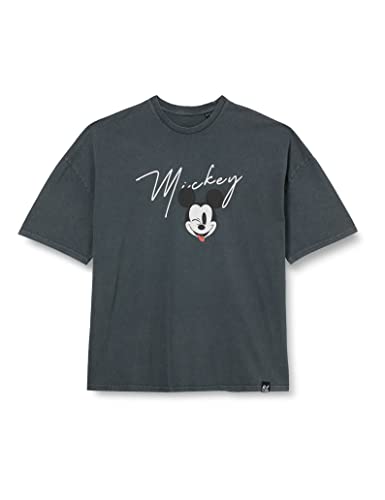 Recovered Disney Mickey Signature Oversized Washed Black T-Shirt by XL von Recovered