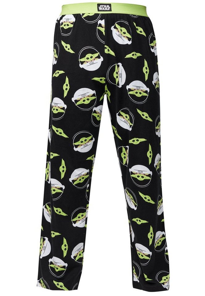 Recovered Loungepants Loungepant Pyjama Bottoms - Star Wars Baby Yoda allover print - black von Recovered