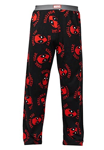 Recovered MARVEL Pyjamas - DEADPOOL Slogan Heads Lounge Pants - Erwachsene, S - 100% Baumwolle Lounge Wear, Nachtwäsche, PJs, PJ Bottoms - Offiziell lizenziert von Recovered