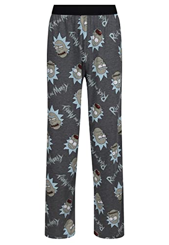 Recovered - Lounge Pant - Rick and Morty Faces and Logo All Over Print - Grey XXL von Recovered