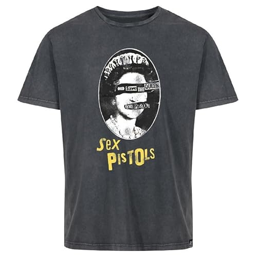 Recovered Sex Pistols God Save The Queen T-Shirt (DE/NL/SE/PL, Alphanumerisch, L, Regular, Regular, Black Washed) von Recovered