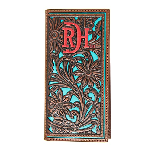 Red Dirt Hat Company Herren Geldbörse aus echtem Leder Western Rodeo, Tooled w/ Turquoise Inlay von Red Dirt Hat Company