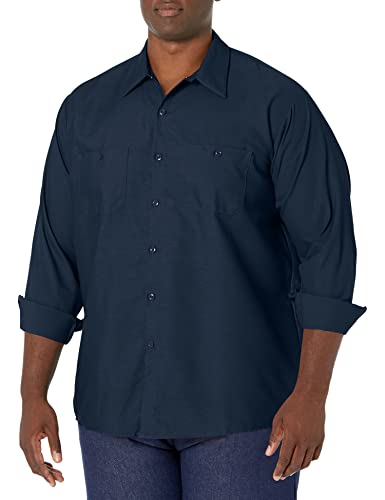 Red Kap Herren Industrielles, Regular Fit, Langarm Button-Down-Arbeitshemd, Navy, 6X-Large Hoch von Red Kap