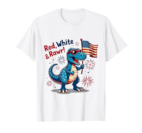 Rot Weiß und Rawr Dinosaurier T Rex Patriotic 4. Juli Jungen T-Shirt Rot Weiß und Rawr Dinosaurier T Rex Patriotic 4. Juli Jungen T-Shirt von Red White and Rawr Dinosaur T Rex 4th of july tees