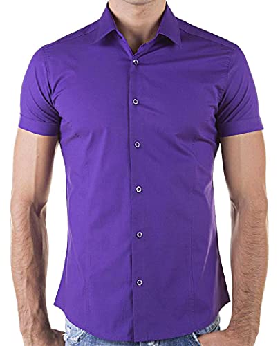 Redbridge Stilvolles Hemd Freizeithemd Kurzarm Business Casual Violett 3XL von Redbridge