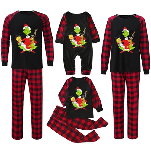 Reddomm Grinch Weihnachten Familie Schlafanzug Outfit Geschenke Weihnachten Familie Christmas Pyjamas Herren-Schlafanzüge Overall Schlafanzug Damen Schlafanzüge Für Jungen Geschenke Für Partner von Reddomm