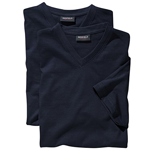 Redfield Doppelpack XXL T-Shirts dunkelblau V-Neck, Größe:4XL von Redfield