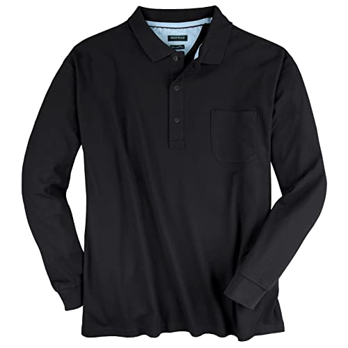 Redfield Piqué Polo-Langarmshirt Übergröße schwarz, XL Größe:6XL von Redfield