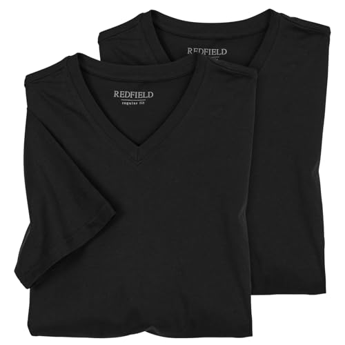 Redfield 2er-Pack XXL T-Shirts schwarz V-Ausschnitt, Größe:5XL von Redfield