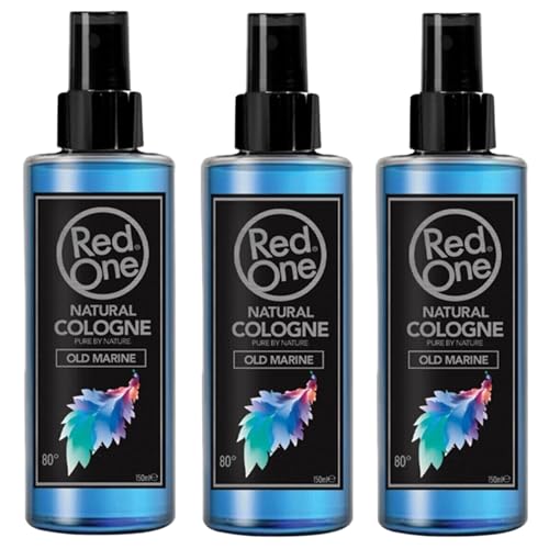 RedOne Natural Cologne Spray Old Marine (3x150ml) 80° Alkohol | Herrenduft Blumig | Aftershave Herren | Eau de Cologne Men | Barbershop-Duft | Vorteilspack von Redone