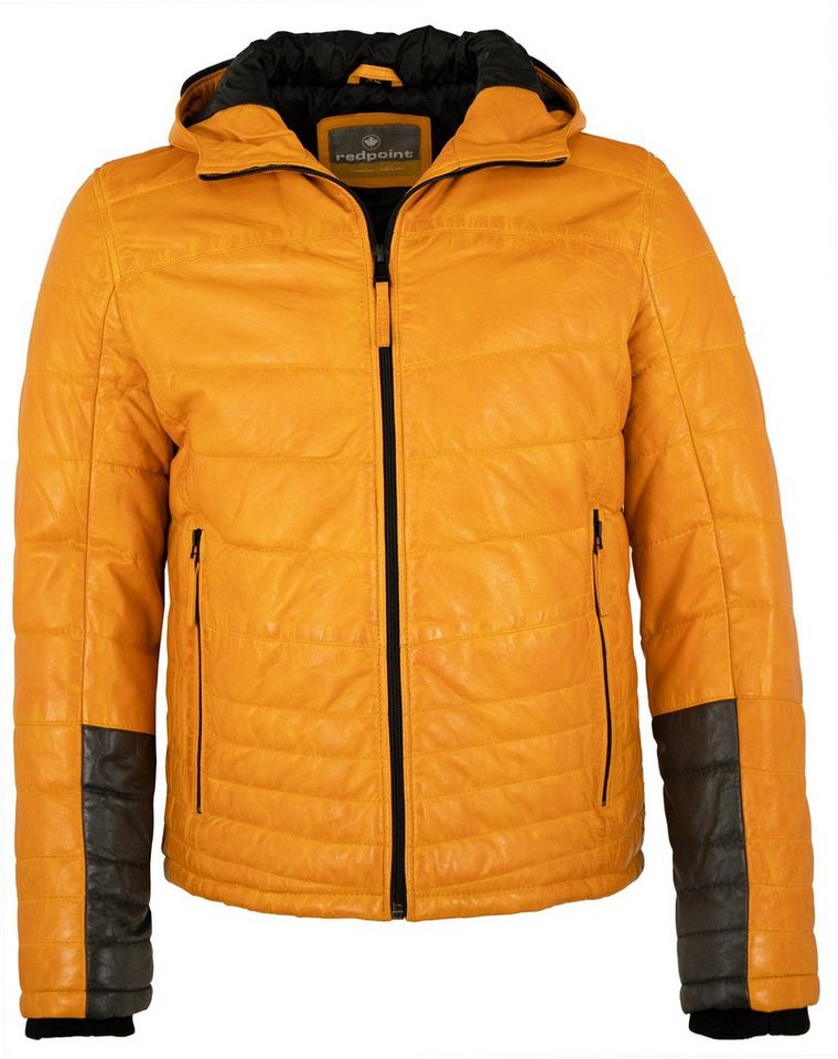 Redpoint Lederjacke Edmund/M Echtleder Herren Lederjacke Steppjacke Kapuze Lammnappa gelb antik von Redpoint