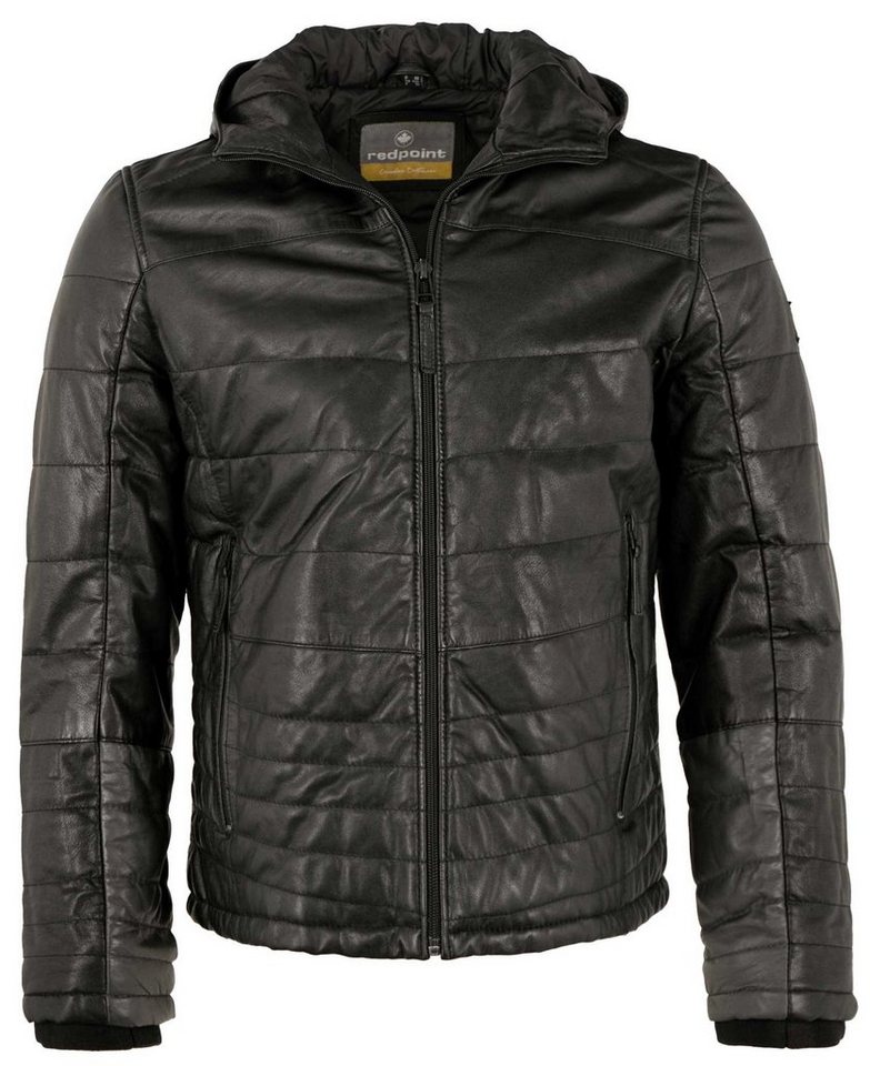 Redpoint Lederjacke Edmund/M Echtleder Herren Lederjacke Steppjacke Kapuze Lammnappa schwarz von Redpoint